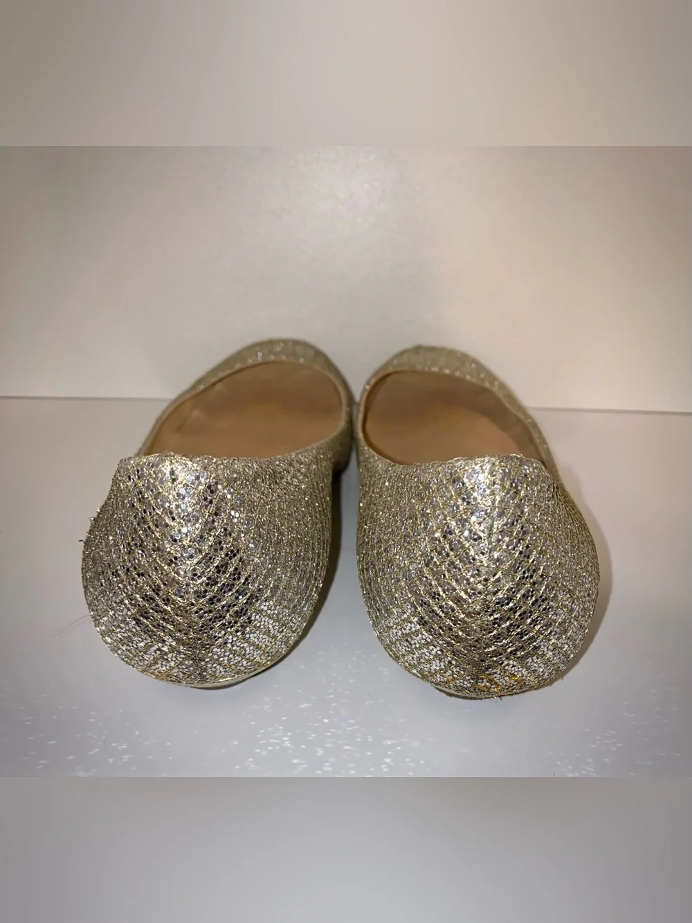 Jimmy Choo Sparkling Gold and Silver Ballet Flats